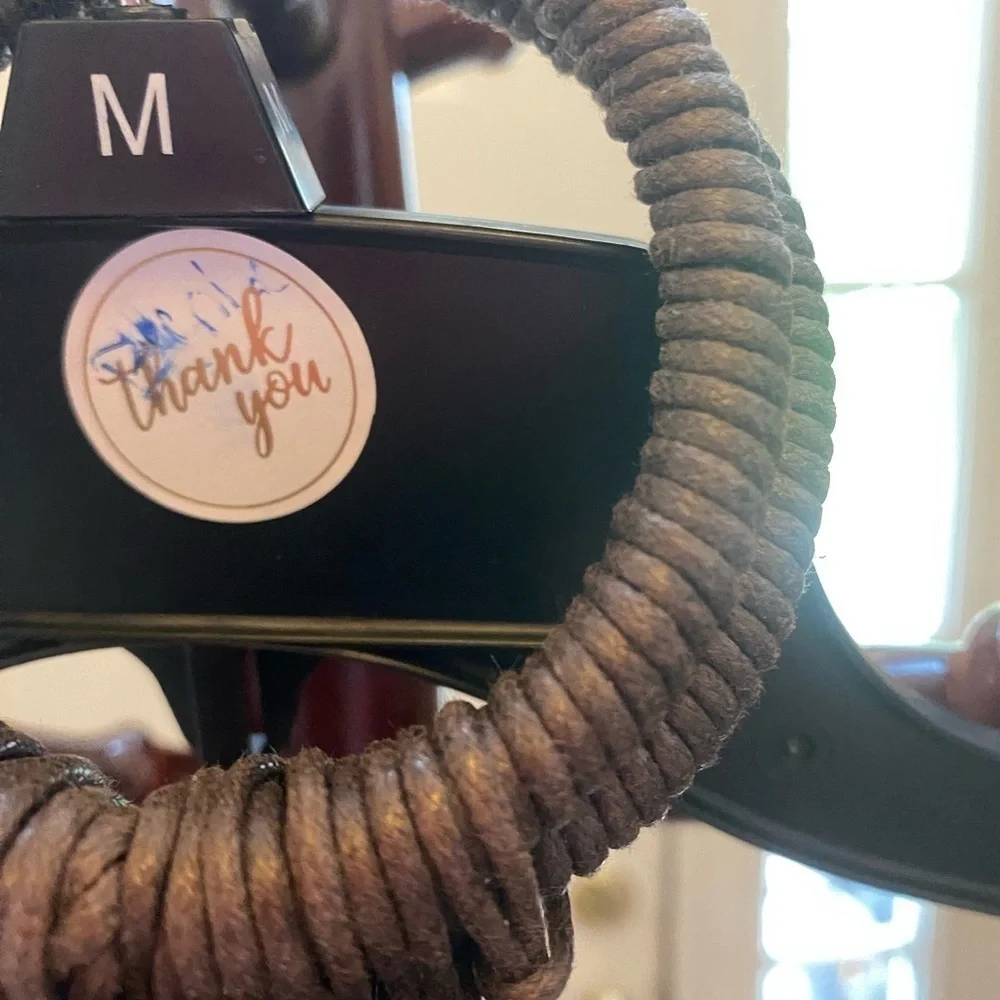 NWOT TOMMY VAHAM BROWN WOVEN BEADED AND LEATHER BELT - Picture 5 of 7